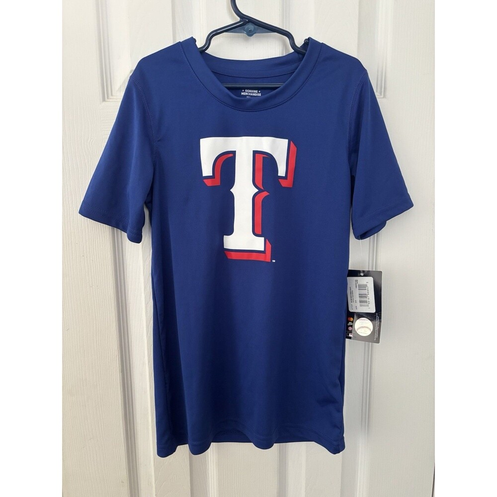 Youth Blue MLB Texas Rangers Baseball Short Sleeve Crew Neck Tee Size Small 8